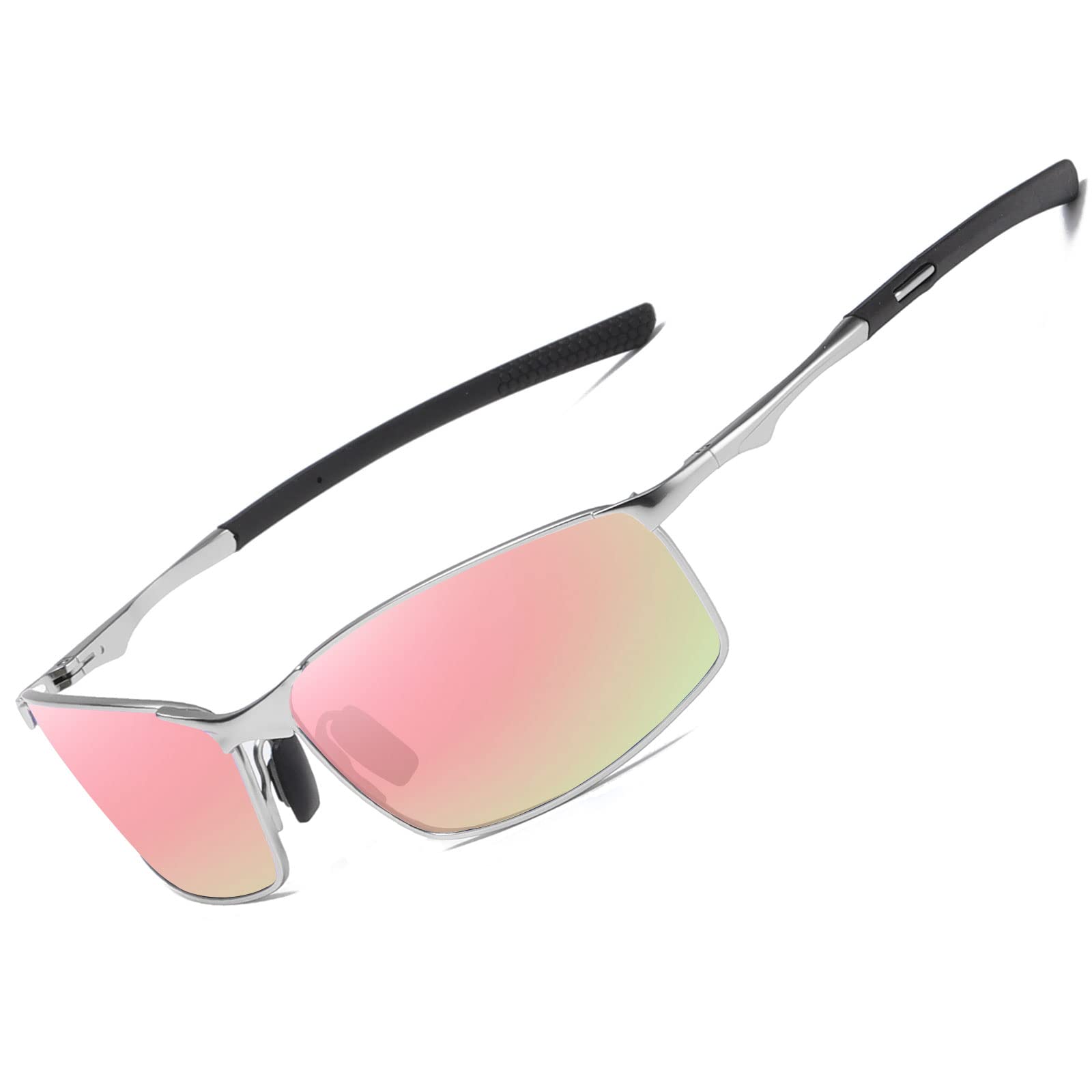 Occhiali da Sole da Uomo Donna Polarizzati Metallo Telaio Rettangolari Ultra Leggeri antiriflesso Protezione UV Moda Occhiali da Sole Cat 3 CE