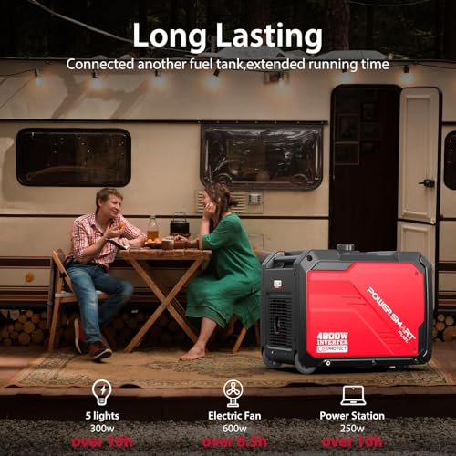Image of PowerSmart 4800 Watt RV-Ready Portable Inverter Generator for Home Use | CO Protect, Long Runtime