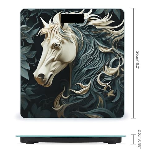Balanza digital de baño con diseño de caballo y vidrio templado miniatura 2