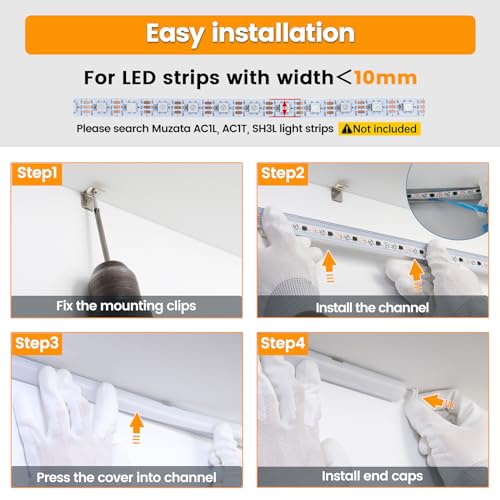 Muzata MUZATA0049 6-Pack 3.3Ft/1Meter V Shape Led Aluminum Channel System thumb #3