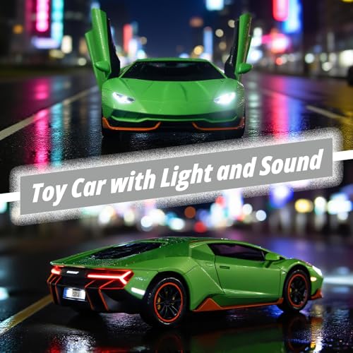 Carro de Juguete de Metal 1:36 con Luz y Sonido Verde miniatura 4