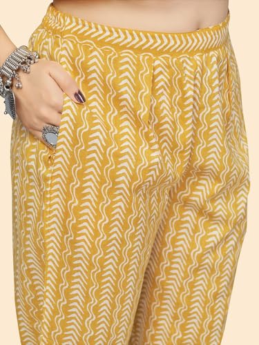 Image of Vbuyz Women's Cotton Printed A-Line Regular Fit Kurta Pant with Dupatta