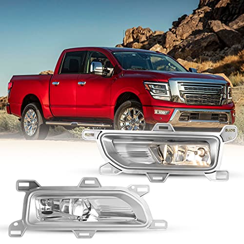 Fog Light Set for 2020 2021 Nissan Titan w / Bulbs H8 + Bezel Cover + Wiring Kit + Universal Switch, NIXON OFFROAD Driving Fog Light Lamp Assembly, Clear Lens Pair of Fog Lights Left + Right