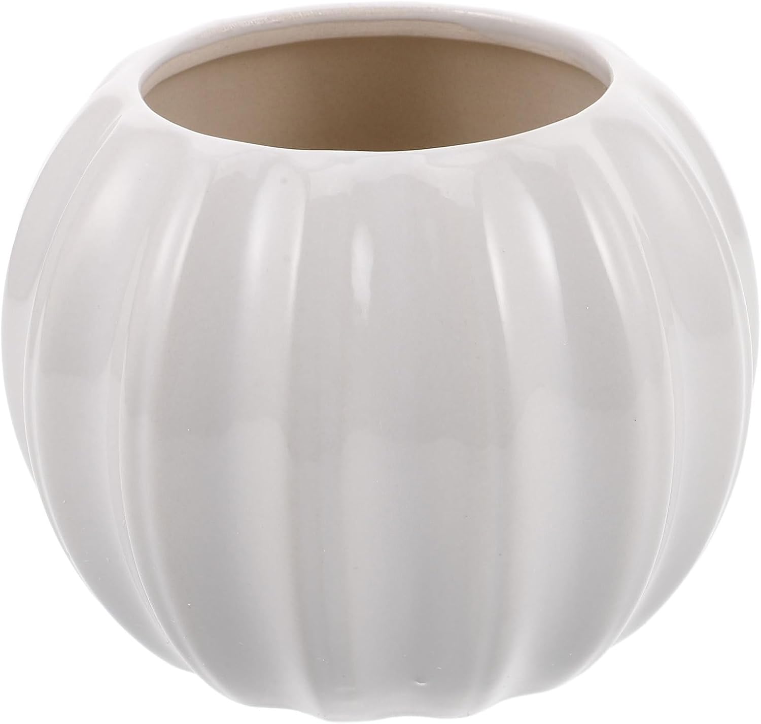 PRETYZOOM Creative Pumpkin-Shaped Ceramic Vase,14x11cm Simple Dried Flower Holder for Home Decor Compact Floral Display Pot for Office Living and Study