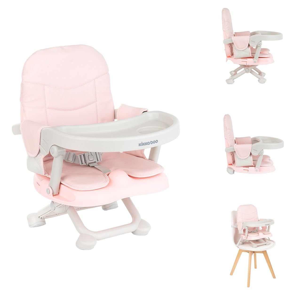 Kikkaboo, Pappo Booster seat, tavolo, pieghevole, cintura di sicurezza, colori:rosa