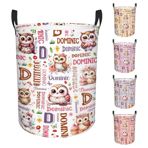 Image of Custom Owl Laundry Hamper, Personalized Laundry Basket with Name, Customized Dirty Clothes Basket for Clothes Toy Bathroom Bedroom Storage,S-16.5 inchX 13.8 inch