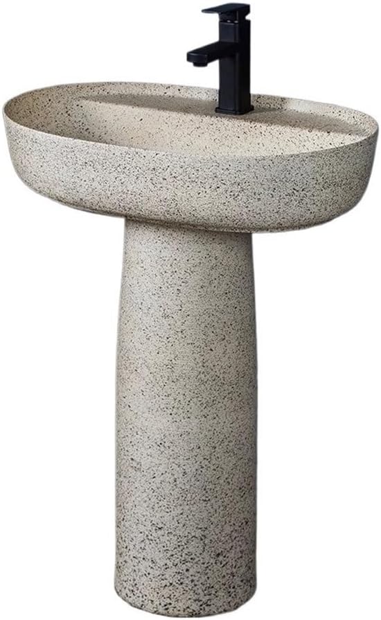 Ceramic Pedestal Sink for Bathroom Countertop Stylish Vessel Basin for Vanity, Outdoor Balcony Use Household Wash Sink