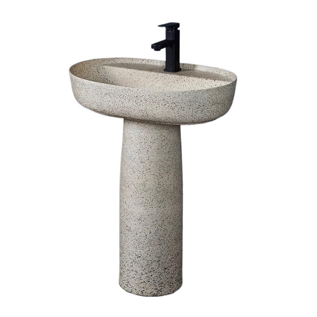 Bathroom Sink Household Pedestal Basin Pedestal Wash Basin Balcony Outdoor Bathroom Ceramic Wash Basin Bathroom Vanity
