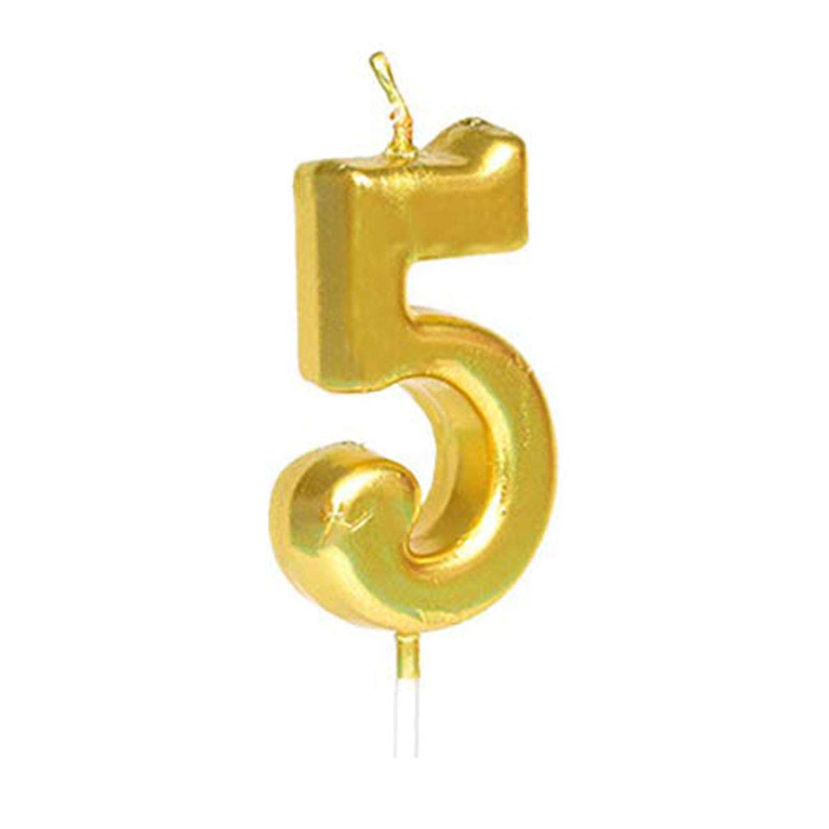 lele Number Candles, Cake Numeral Candles, Gold Number 5