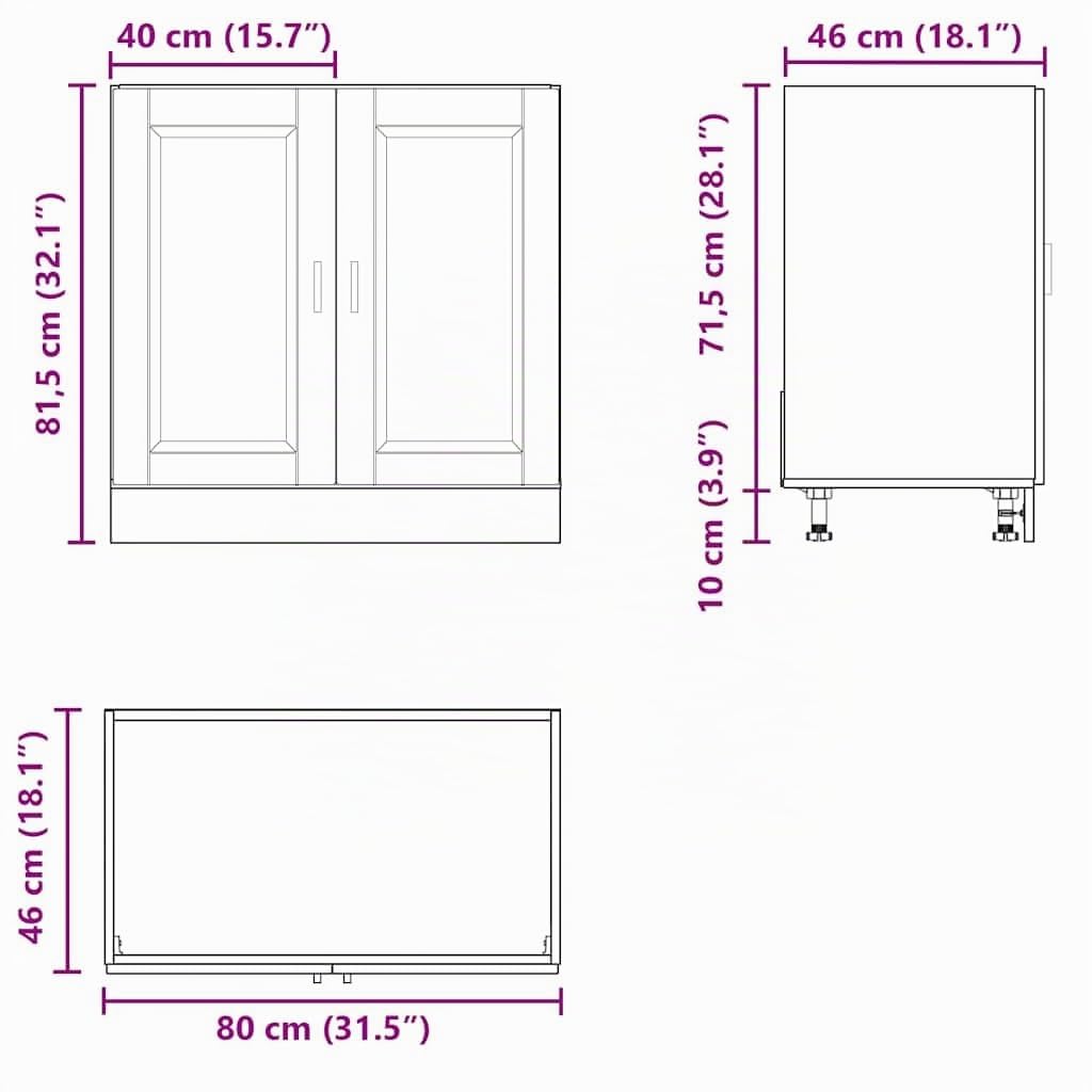 vidaXL Meuble Bas pour évier Porto Blanc 80x46x81,5 cm Bois ingénierie
