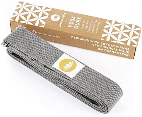 Lotuscrafts Yoga Strap for Stretching - 100% Organic Cotton - For Improved Stretch - For Beginners and Professionals - Yoga Belt with Metal Clasp - Yoga Band - Yoga Stretch Strap [250 x 3.8 cm]