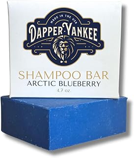 Dapper Yankee Arctic Blueberry Natural Shampoo Bar for Men - Fresh Blueberry Scent, Scalp-Cooling Menthol, Long-Lasting, Sulfate-Free Solid Shampoo - Handmade in USA - 4.7oz