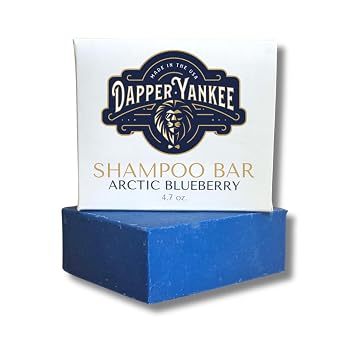 Dapper Yankee Arctic Blueberry Natural Shampoo Bar for Men - Fresh Blueberry Scent, Scalp-Cooling Menthol, Long-Lasting, Sulfate-Free Solid Shampoo - Handmade in USA - 4.7oz