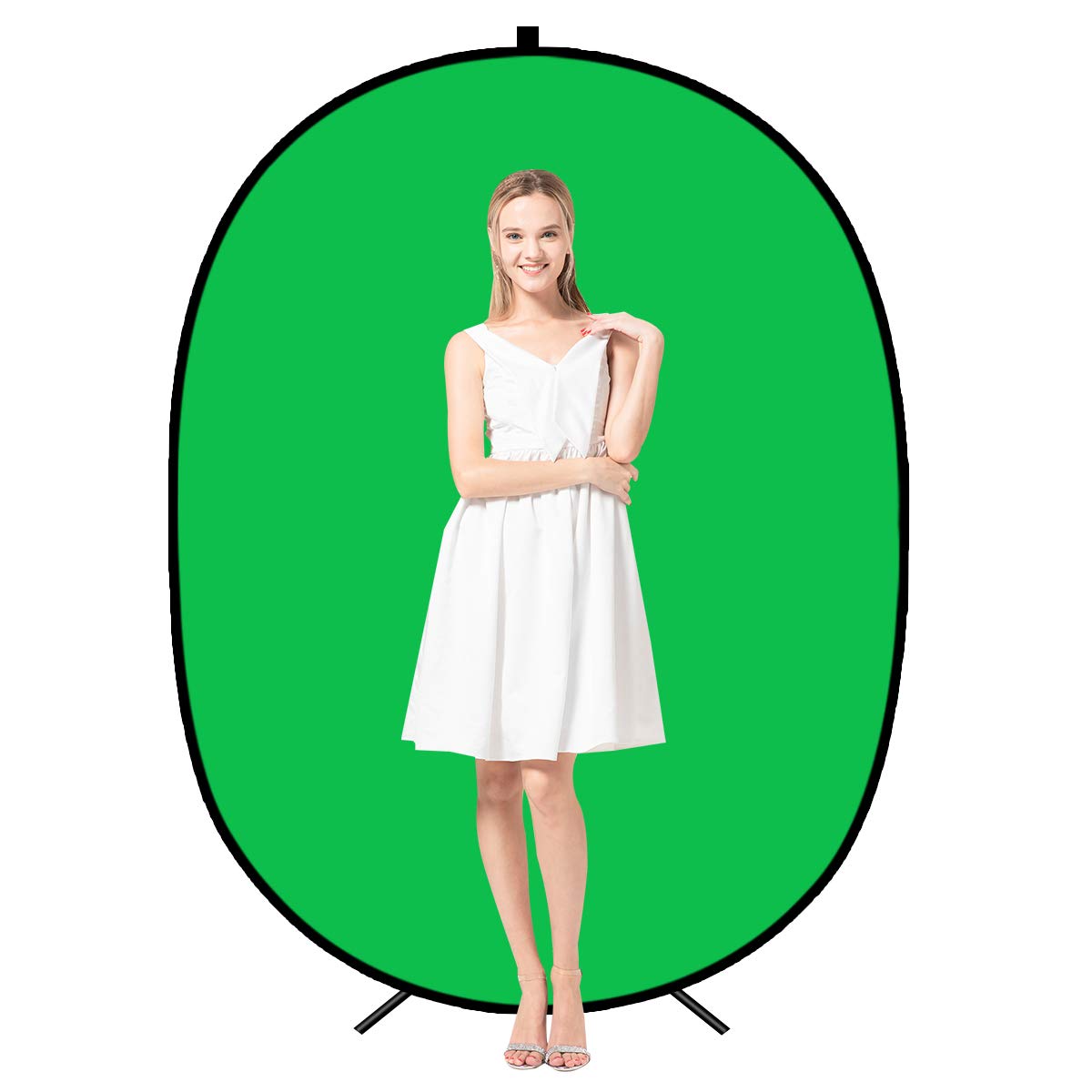 AFHT 5'X7'Portable Green Screen Backdrop with Stand Blue and Green 2in