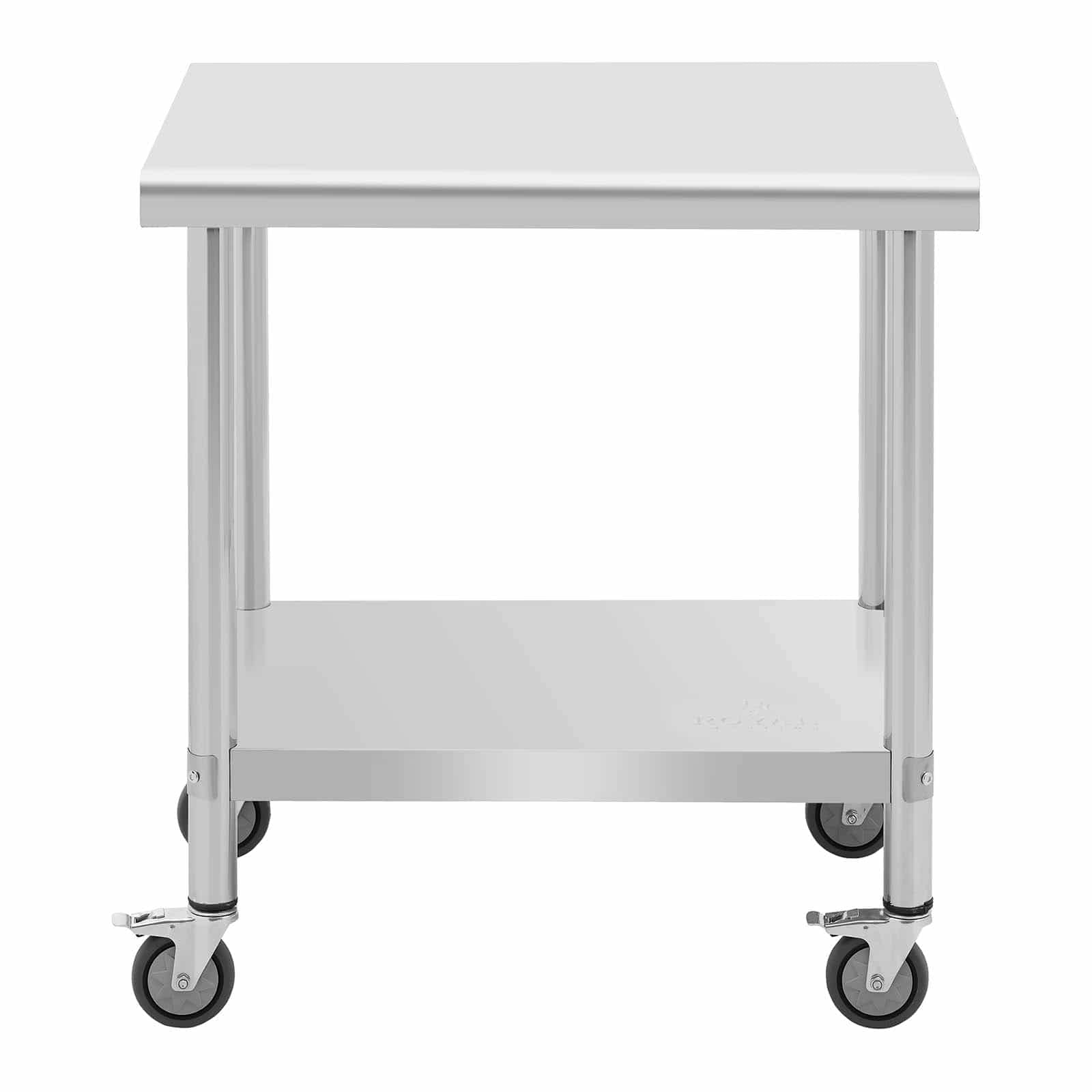Royal Catering RCAT-80/60-W - Tavolo da lavoro in acciaio INOX con ruote, 60 x 80 cm, portata 135 kg