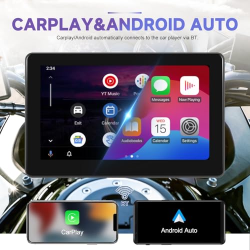 Reproductor Multimedia Android Auto para Motocicleta Fangxuee con Cámaras de Tablero DVR 6