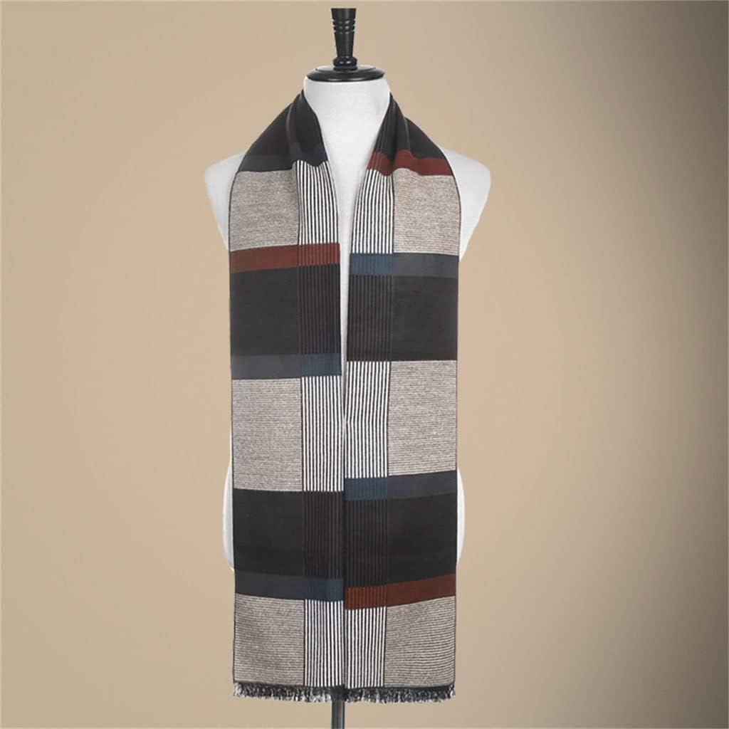 Men's Scarf Winter Thin Trendy Fashion Scarf Korean Version to Keep Warm All-Match Autumn and Winter(E)