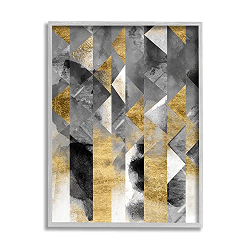 Image of 'Modern Triangular Stripes Sharp Geometric'| Framed Giclee Art | Stupell Industries | Gray, 11 x 14 Inches, Easy to Hang and Sturdy, Made in USA, by Chariklia Zarris