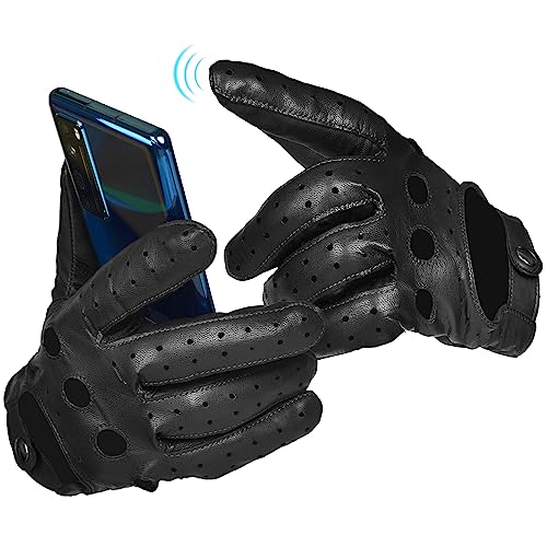 SURAWIL Mens Thin Touchscreen Leather Gloves