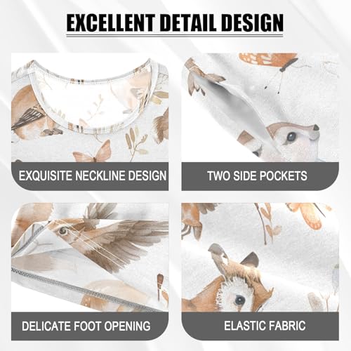 ALAZA Deer Butterfly Leaf Rabbit Pajamas Short Sleeve 2 Piece Sleepwear Top and Bottom Pajama Set Unisex4
