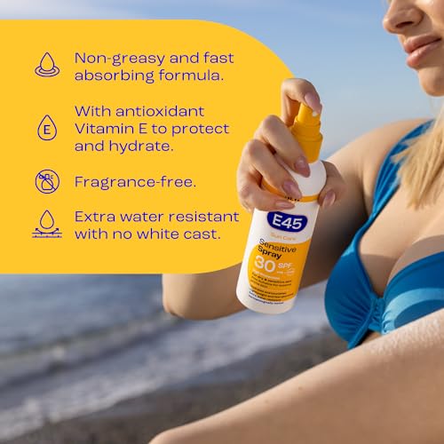 E45 Sunscreen Spray for Sensitive Skin SPF 30 - Hydrating Sun Protection with high UVA and UVB - Instantly Moisturising for Dry Skin, Sensitive Skin and Eczema Prone Skin - 180 ml - Image 6