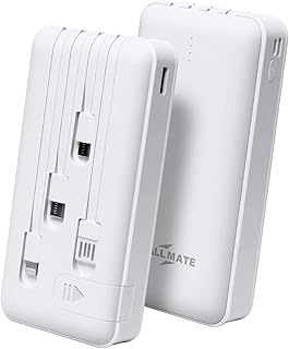 Callmate 20000mAh with Mobile Holder Power Bank, 15W Fast Charging| Buit-in Cables | 4 Output Ports and 3 Input |for iPhone, Smartphones & Other Devices (15 W, Fast Charging) (White, Lithium Polymer)