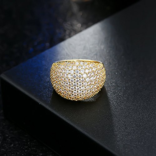 Hiyong YMSDE37Y-6 White Diamond Accent Dome Ring - Cluster Cubic Zirconia Paved Statement Wide Bands Size 5-11 thumb #4