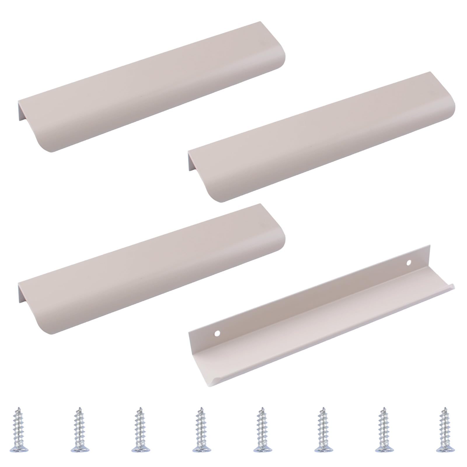 MOROBOR Finger Edge Pull, 4pcs Self Adhesive Pulls Modern Concealed Round Angle Drawer Handle Aluminum Alloy Invisible Wardrobe Handles for Cabinet Hardware Drawer, 200mm/Cashmere Gray — image 1