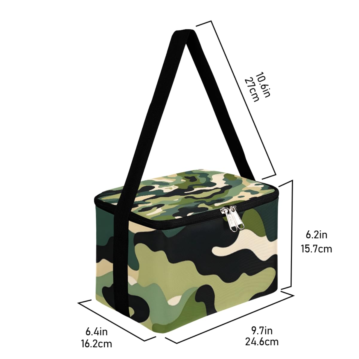 Lunch Bags for Women Men 9 Cans,Army Camouflage Hot & Cold Food Delivery Bag Insulated Grocery Bag Insulated Lunch Box Fashion Camouflage Green Cooler Bag for Office Work Picnic Beach