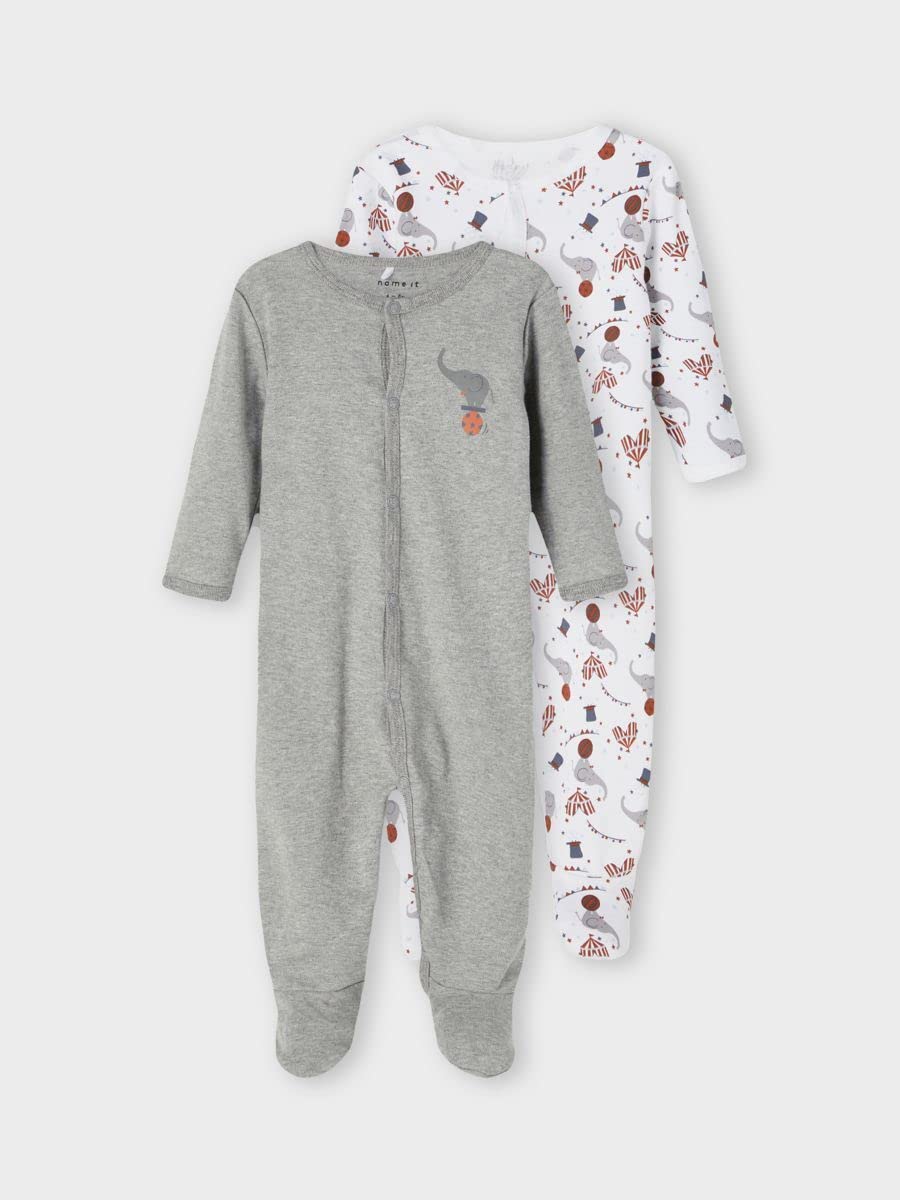 NAME IT Kapcie dla niemowlęcia/dziecka Uniseks - dzieci Nbnnightsuit 2p W/F Grey Mel Circus Noos