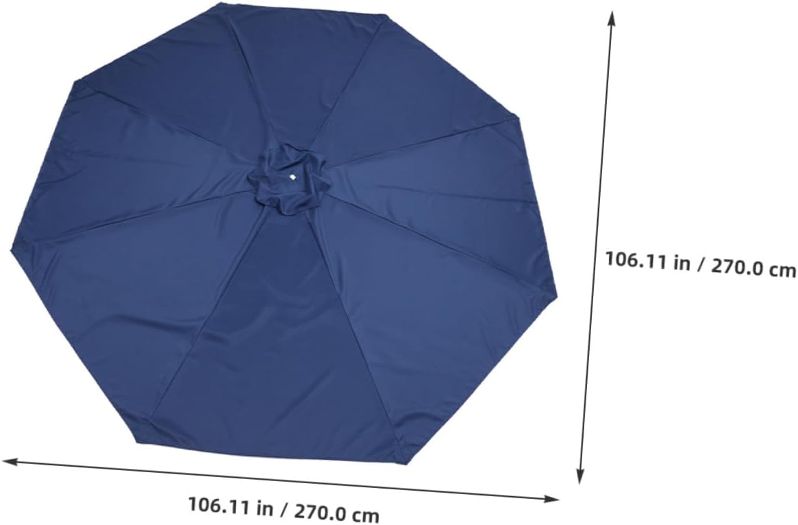 Replacement Canopy for Outdoor Patio Umbrella 2.7m 8-rib Polyester Fabric Waterproof Sunshade Cover for Yard and Beach Use Navy Blue