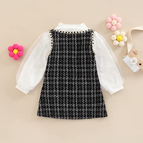 Kids Toddler Baby Girl Fall Winter Outfit Long Sleeve Pompom Knitted Shirt Sweater Top Button Skirt 2PCS Clothes Set4