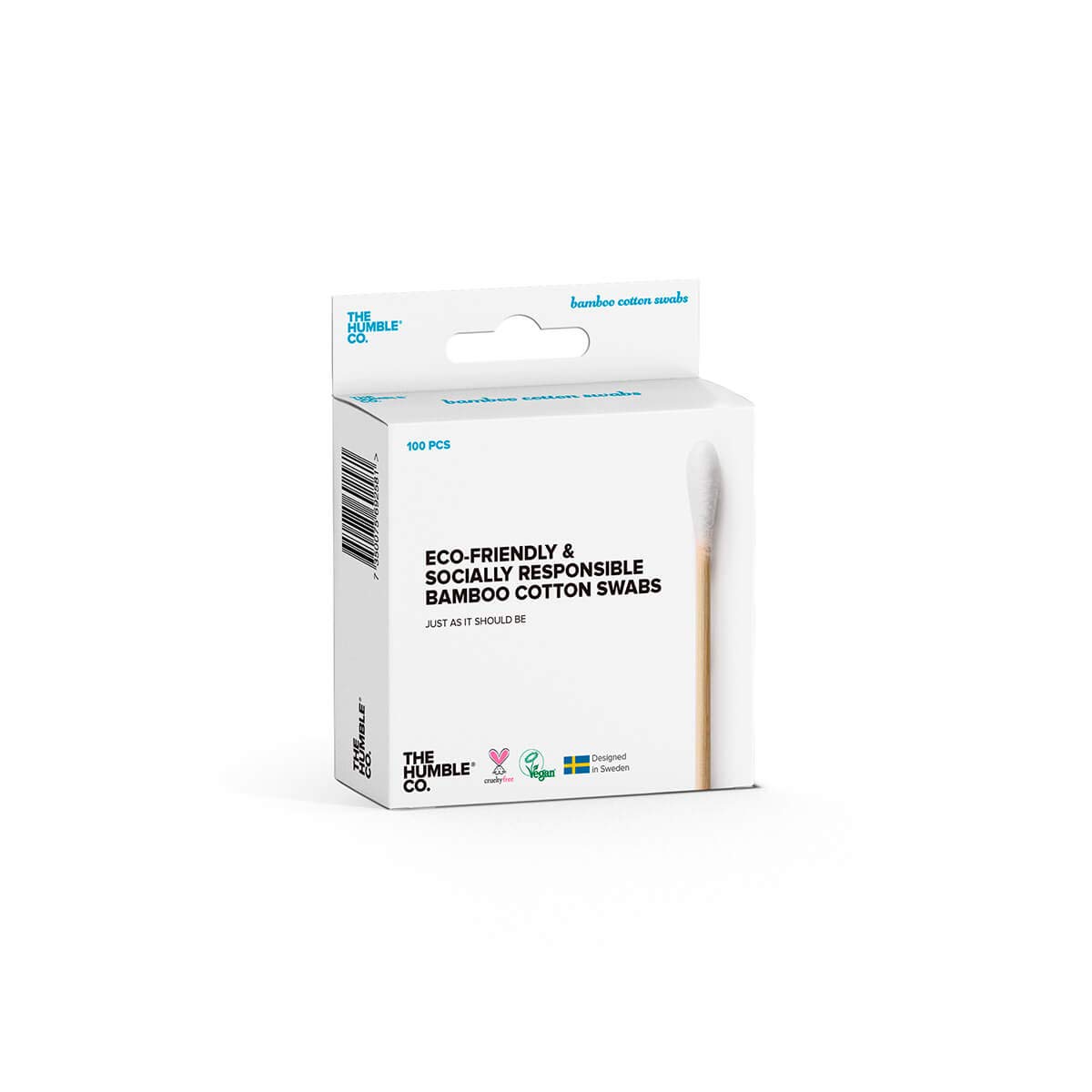 The Humble Co. Natural Cotton Swabs | White | Biodegradable, Eco-Friendly, Vegan | Perfect for Ears, Makeup, Pet care and Cleaning (1 x 100)