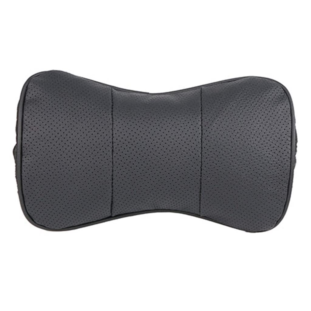 Soporte para el reposacabezas del automóvil Cuello/Asiento automático Almohada de Seguridad Protección de la Almohada de Piel de Vaca Columna Cervical (Color : Black)