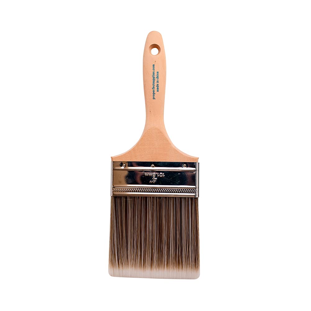 Vermeer Pinceles de pintura – Paquete de 12 – Pinceles planos de 4 pulgadas para todas las pinturas y manchas de látex y óleo, mejoras para el hogar, uso interior y exterior