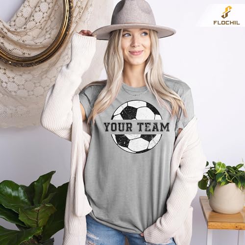 FLOCHIL Personalized Soccer Mom Shirts for Women, Custom Soccer Mama Shirts, Gifts4