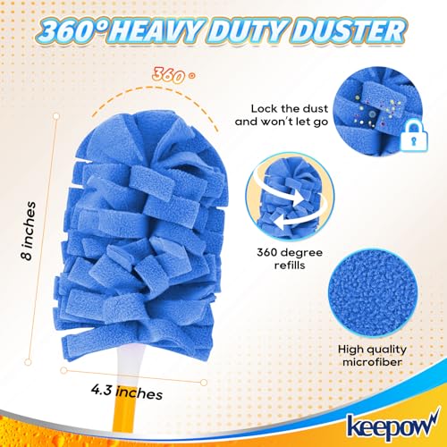 Image of KEEPOW 20 Pack Reusable Duster Refill Compatible with Swiffer Duster Refill, Microfiber Dusters for Cleaning, 360 Heavy Duty Duster Refills, Fleece Refills(Handle is Not Included)