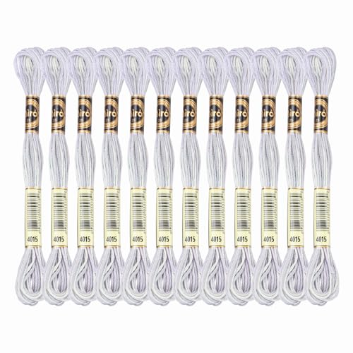 Image of PATIKIL 12 Skeins Embroidery Floss, Polyester Embroidery Threads Bracelets String for Cross-Stitch Hand Embroidery, Light Gray