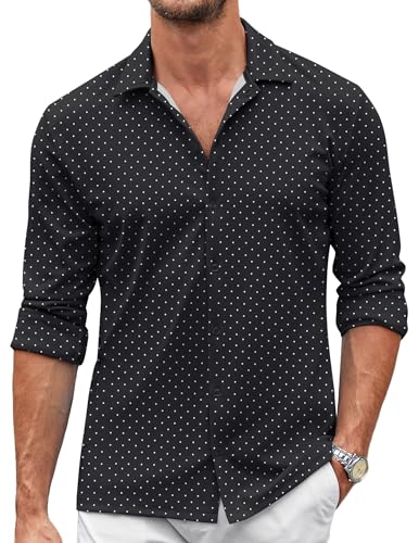 COOFANDY Men's Fitted Dress Shirts Long Sleeve Wrinkle Free Stretch Dress Shirts