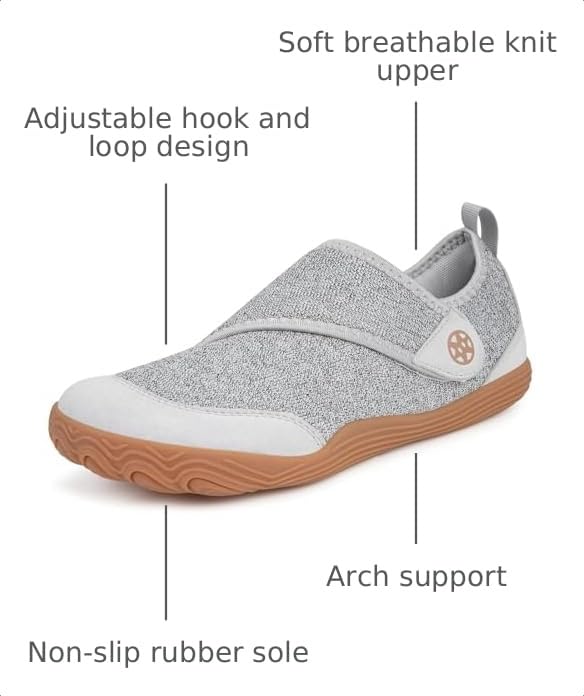 Diabetic Slippers Women Arthritis Edema Swollen Feet House Shoes Mens Orthopedic Adjustable Barefoot Walking Shoes Wide Width Arch Support Sandals for Indoor Outdoor Light Grey