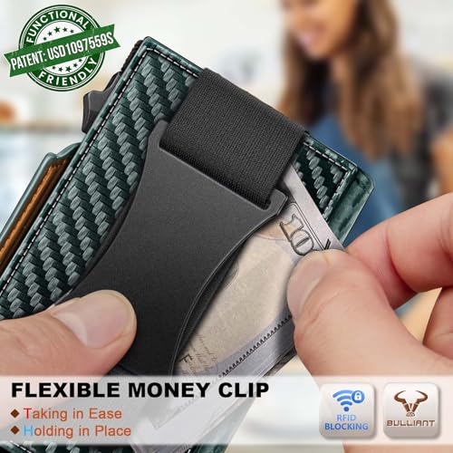 Image of BULLIANT Men Slim Leather Wallet Metal Case Money Clip-Magnetic Closure