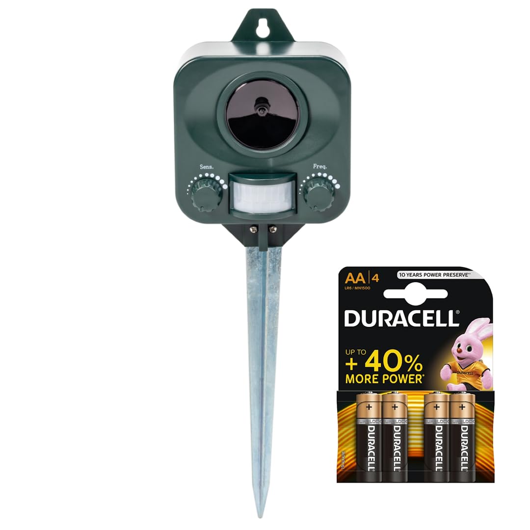 PestbyeBattery Operated Cat Repellent - Ultrasonic Cat Scarer - BATTERIES INCLUDED