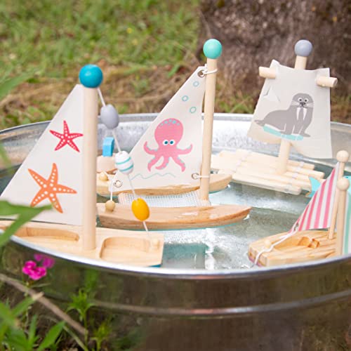 Small Foot Giocattolo Acquatico Barca A Vela Stella Marina In Legno, Giocattolo Da Bagno Acquatico, Per Bambini Dai 24 Mesi - 6
