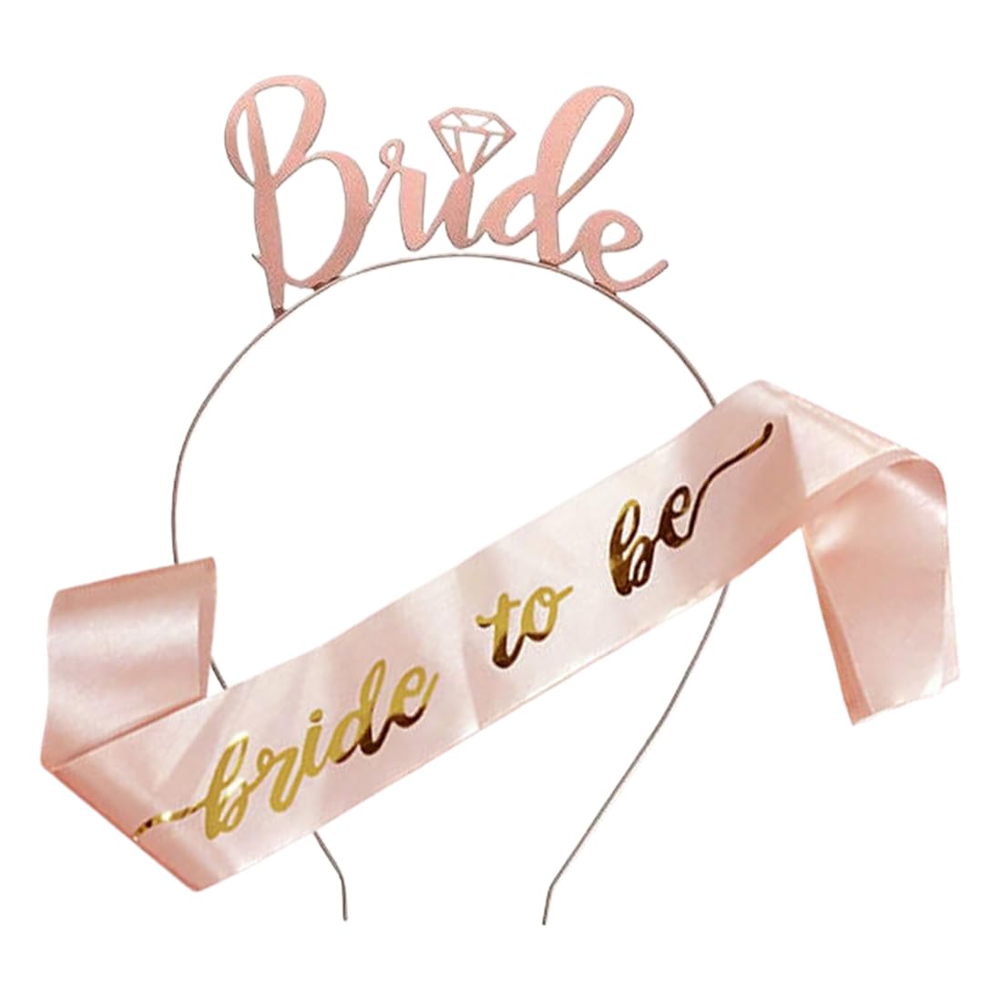 Bride to Be szarfa i tiara, akcesoria imprezowe, szarfa i opaska na czoło, dekoracje ślubne z różowego złota na wieczór panieński, wieczór kawalerski i wesela