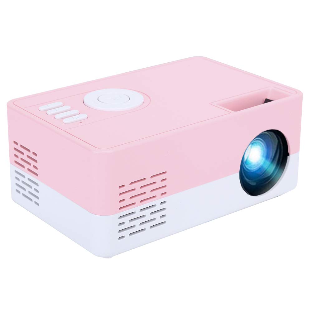 fosa1 Portable Mini Projector, 1080P Home Theater Pico Full Color LED LCD Video Projector, with HDMI USB AV Interfaces and Remote Control, for Cartoon, TV Movie, Kids Gift, Party Game (Pink)