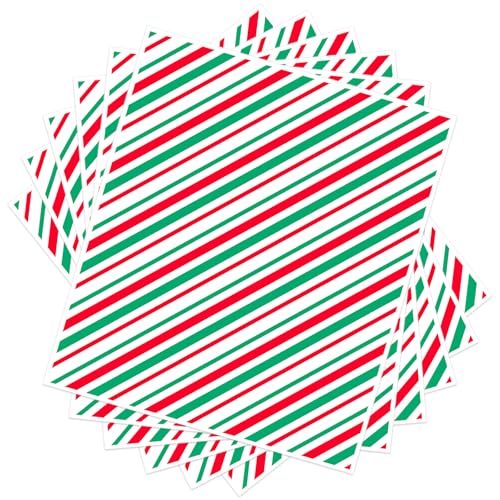 Zezzxu 100 Sheets Red and Green Striped Wax Paper, Parchment Paper for Cookie Box Deli Food Wrapping Grease Resistant Basket Liners (8.5 x 9.8 Inches)