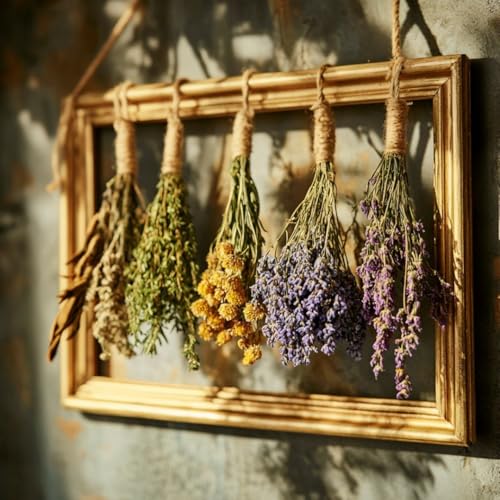 Tnstbiee Boho Farmhouse Herb & Flower Drying Rack-Multi-Functional Floating Picture