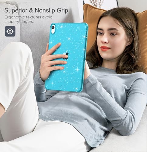 Image of MoKo Clear Case for iPad (A16) 11th Generation 2025 11-inch /10th Gen 2022 10.9 inch, Lightweight Soft TPU, Anti-Scratch Ultra Clear Tablet Cover, Shockproof Impact Resistant, Blue + Glitter