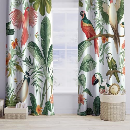 Juego de 2 cortinas opacas de 229 x 117 cm con motivos de animales tropicales 6