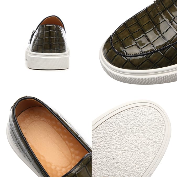 Men's Leather Platform Penny Loafers Men's Vintage Loafers Fashion Round Toe Slip On Walking Dress Shoes Black, US-7.5/84